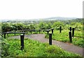 Seats at viewpoint, Burlish Top, near Kidderminster