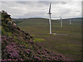 NG3649 : Hillside and windfarm by Richard Dorrell