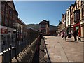 The High Pavement in Pontypridd, Market Street on the right, Taff Street on the left