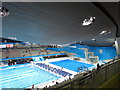 Inside the Olympics aquatics centre, view to finish and diving areas