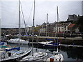 Banff harbour with yachts