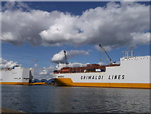 TQ6276 : Grimaldi Lines ships, Tilbury Docks by David Anstiss