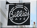 TQ3004 : Sign for Billie's Café, Upper North Street / Hampton Place, BN1 by Mike Quinn