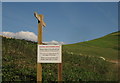 Notice and signpost, Axe Cliff Golf Club