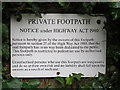 Private footpath notice, Priory Road