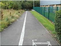 ST1688 : Cycleway and footpath along the edge of Crossways Retail Park, Caerphilly by Jaggery