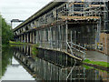 Canal, M6 flyover and scaffolding near Gravelly Hill