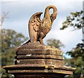 Pelican atop the Severn End gatepost