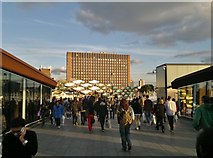TQ3884 : Overpass from Westfield Shopping Centre, Stratford, across  railway platforms by Chris Morgan