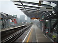 View of Canary Wharf from East India Dock station