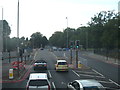 Traffic lights at the junction of the A20 and the A210 at Sutcliffe Park