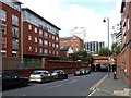 Holliday Street drops under the canal