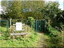 TL3810 : Exit gate at Rye Meads Nature Reserve by PAUL FARMER