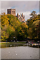 St Albans Abbey across Verulamium Lake 