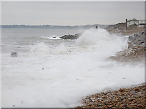 SZ2991 : Milford on Sea: beach view on a day of big waves by Chris Downer