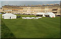 ST7465 : White marquees and white chairs on the lawn in front of Royal Crescent, Bath by Jaggery