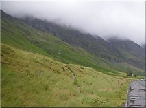 NN1457 : Steep grassy slopes enshrouded in cloud by C Michael Hogan