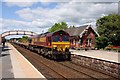 NY6820 : An engineering train passes through Appleby Station by Steve Daniels