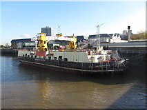 TQ4379 : Woolwich ferry Ernest Bevin near the southern terminal by Gareth James
