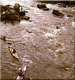 NN9153 : Canoes on the River Tay from the bridge at Grandtully by Elliott Simpson