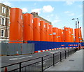 Cement cylinders, Eastbourne Terrace, Paddington, London