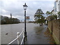 Flooding along the riverfront at Strand-on-the-Green