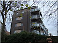 View of modern flats on Bow Road from the St Clements Hospital Site