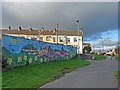 Mural beside a former railway track, Fochriw