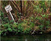 SP1106 : 'Private Fishing' sign, River Coln, Bibury by nick macneill