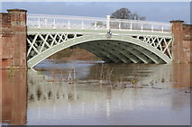 SO8352 : Powick Bridge in flood by Philip Halling