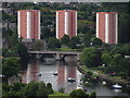 View from Dumbarton Rock towards Dumbarton Bridge & Clyde & Lomond Courts