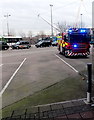 Fire engine in Newport bus station