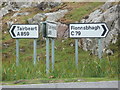 NG0483 : Rodel: road signs on the A859 by Chris Downer