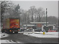 View Of The New East Grinstead Station Through A Sleety Haze