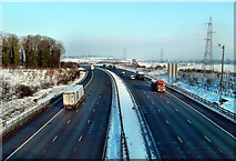 SE4727 : A snowy A1 Motorway at Fairburn by derek dye