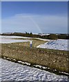 Estate stone walls in the snow