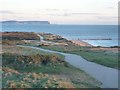 SZ1790 : Hengistbury Head: headland path and Isle of Wight view by Chris Downer
