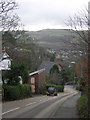 Steep descent into Llanbadarn Fawr