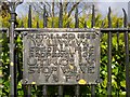 Plaque on fence of Christie Park