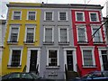 Brightly painted houses, Denbigh Terrace W11