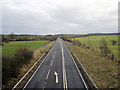NT9750 : Looking south from the bridge over the A1, near East Ord by Graham Robson