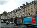 An elevated terrace and an elevated traffic light, Walcot Parade, Bath