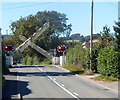 Barriers descending, Long Lane level crossing, Craven Arms