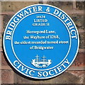 Horsepond Lane blue plaque, Bridgwater