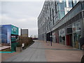 View of the path heading to the Thames from the path to the Emirates Air Line