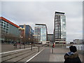 View of apartments on Western Gateway from outside the Emirates Royal Docks cable car stop