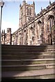 SD4761 : Lancaster: steps up to the Priory Church by Christopher Hilton
