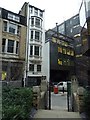 Former church of St Swithin, London Stone: gates at the entrance of the memorial garden