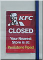 KFC Closed Sign, Middlewood Road, Hillsborough, Sheffield