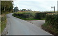 Right turn for Perthellic Farm west of Llanddewi Fach